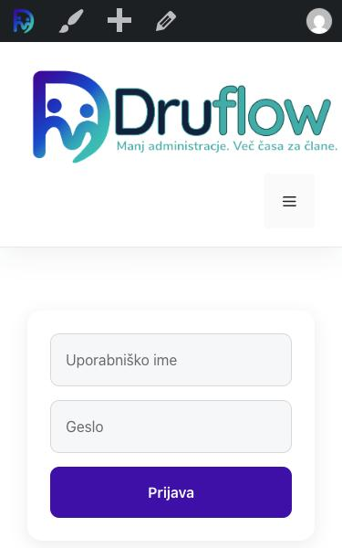 DruFlow Mobile Editor - prijava na telefonu