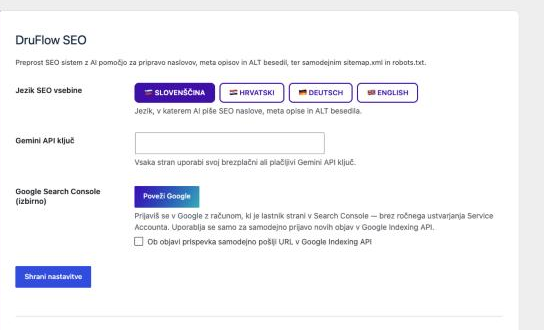 Nastavitve DruFlow SEO